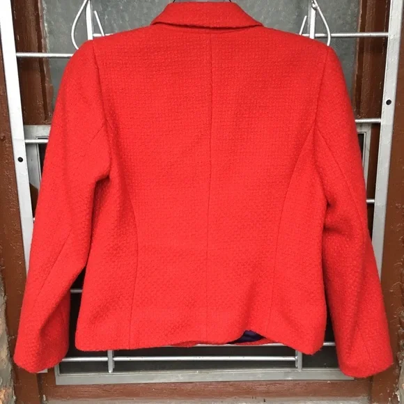 Boden red orange tweed statement blazer snap 10 - Picture 2 of 10